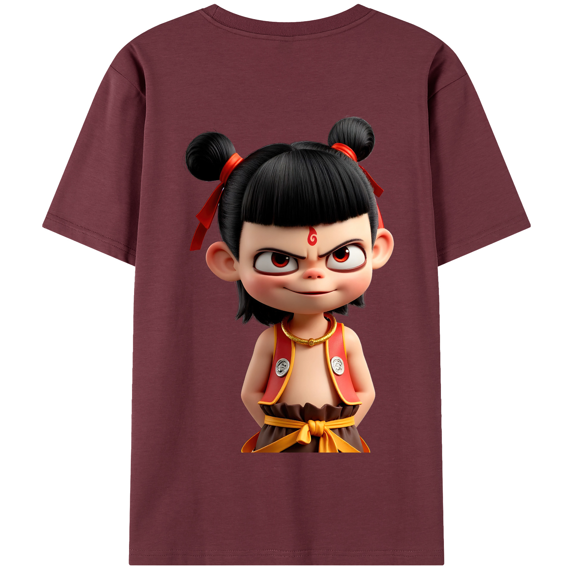 （画像用） Ne Zha 2 ナタ 魔童の大暴れ 綿100％半袖Tシャツ（背面プリント）